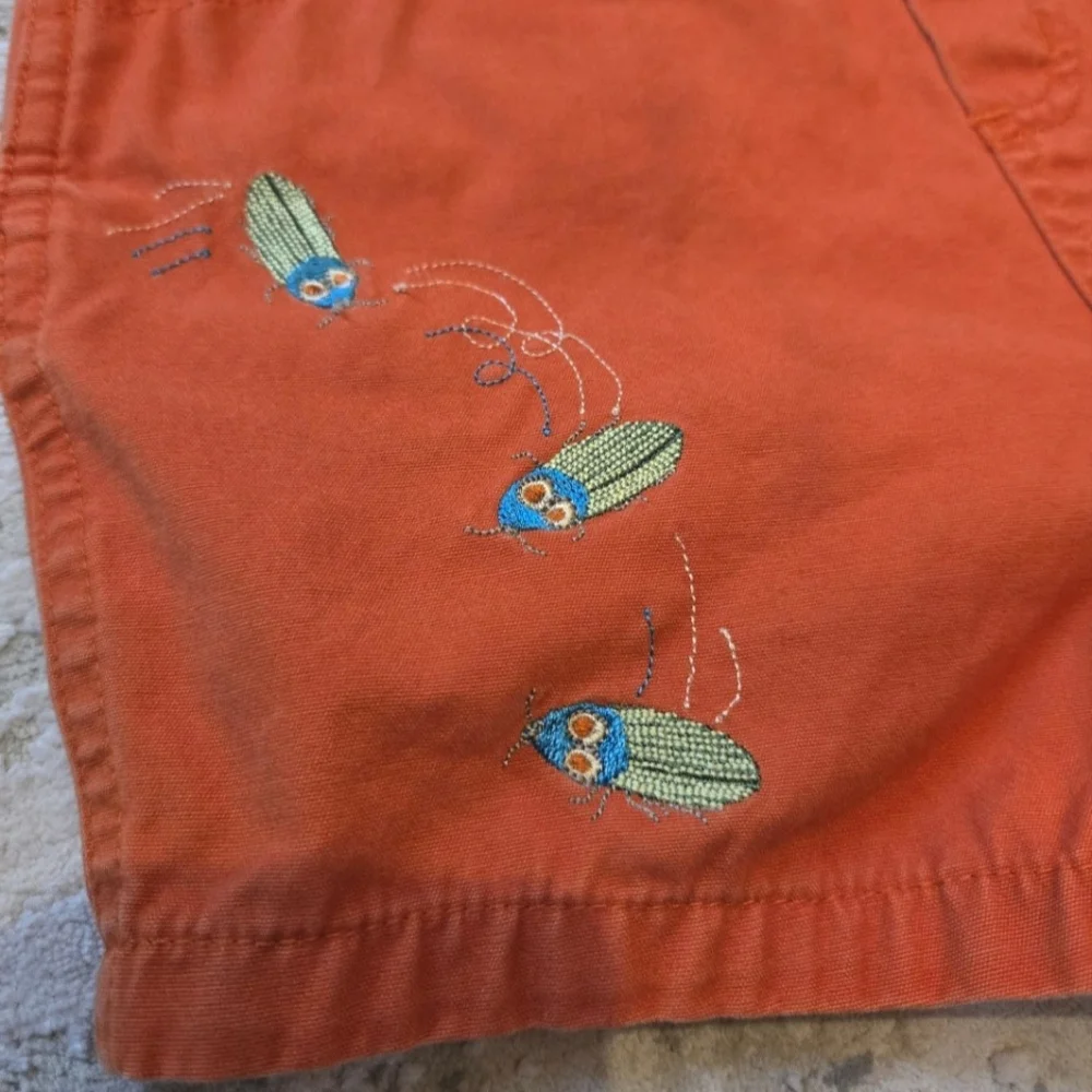 Vintage Y2k OshKosh B'gosh Eric Carle Beetles Orange Overalls Shorts